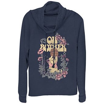 Disney's Winnie The Pooh Oh, Bother Flower Frame Women's Cowlneck Graphic Lightweight Long Sleeve