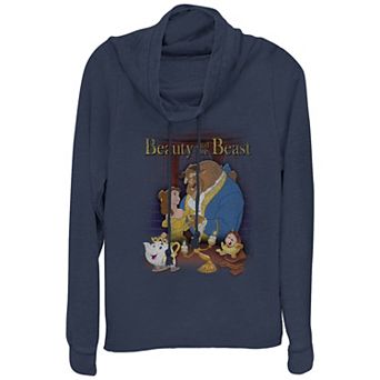 Disney's Beauty And The Beast Dance Poster Women's Cowlneck Graphic Lightweight Long Sleeve