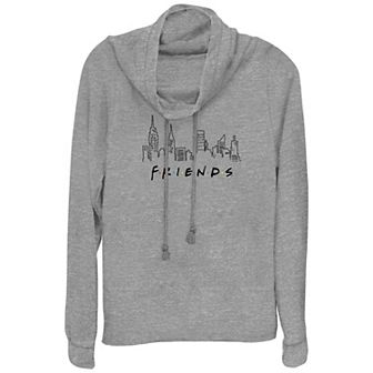Women's Friends New York City Lines Cowlneck Graphic Lightweight Long Sleeve