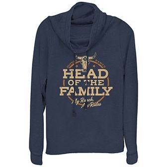 Women's Yellowstone Head Of The Family Cowlneck Graphic Lightweight Long Sleeve