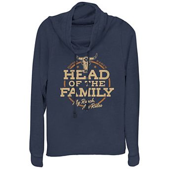 Women's Yellowstone Head Of The Family Cowlneck Graphic Lightweight Long Sleeve