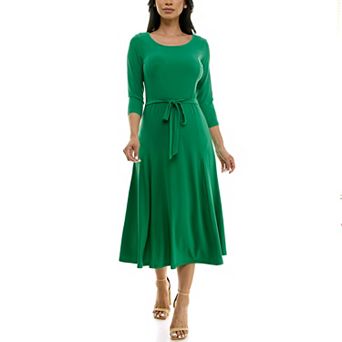 Women's Nina Leonard Sylvia Midi Dress with Sash