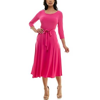 Women's Nina Leonard Sylvia Midi Dress with Sash