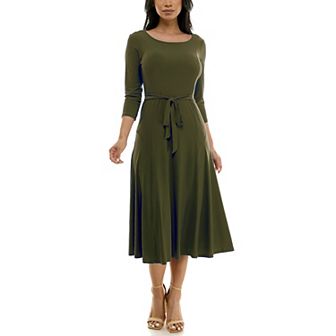 Women's Nina Leonard Sylvia Midi Dress with Sash