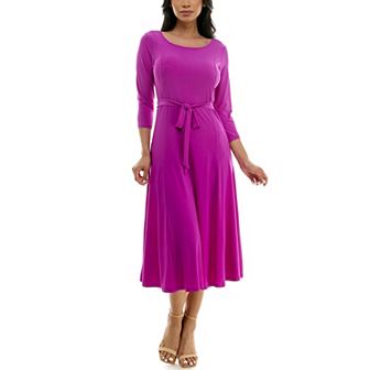 Women's Nina Leonard Sylvia Midi Dress with Sash