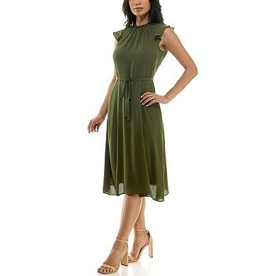 Women's Nina Leonard Mockneck Chiffon Dress