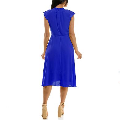 Women's Nina Leonard Mockneck Chiffon Dress