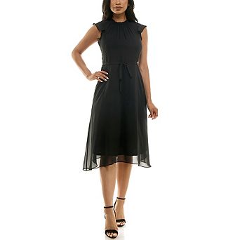 Women's Nina Leonard Mockneck Chiffon Dress