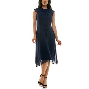 Women's Nina Leonard Mockneck Chiffon Dress
