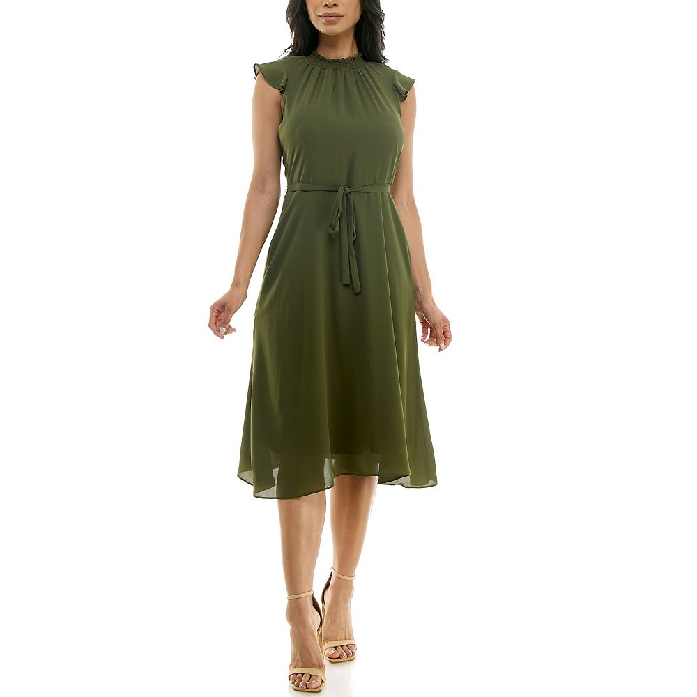 Women's Nina Leonard Mockneck Chiffon Dress