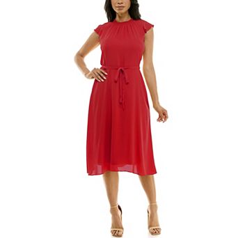 Women's Nina Leonard Mockneck Chiffon Dress