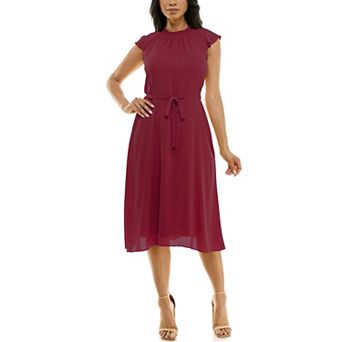 Women's Nina Leonard Mockneck Chiffon Dress