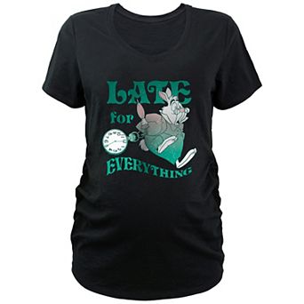 Disney's Alice In Wonderland White Rabbit Late For Everything Maternity V-Neck Graphic Tee