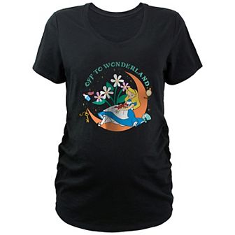 Disney's Alice In Wonderland Off To Wonderland Maternity V-Neck Graphic Tee