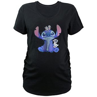Disney's Lilo & Stitch Cute Ducklings Hanging With Stitch Maternity V-Neck Graphic Tee