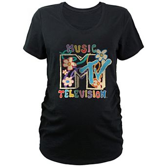 Maternity MTV Kids Drawn Print Logo V-Neck Graphic Tee