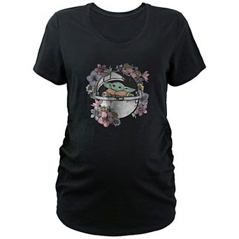 Maternity Star Wars The Mandalorian The Child Floral Bassinet V-Neck Graphic Tee