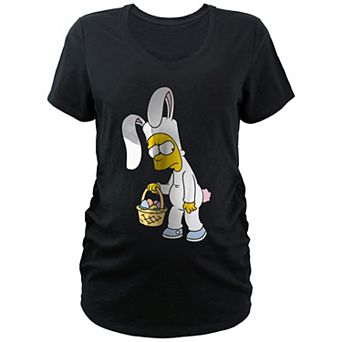 Maternity The Simpsons Easter Bunny Bart V-Neck Graphic Tee