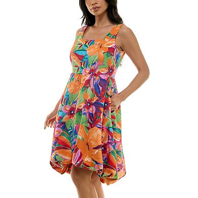 Women’s Nina Leonard High Low Bubble Hem Dress