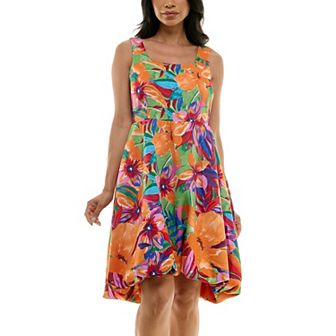 Women’s Nina Leonard High Low Bubble Hem Dress