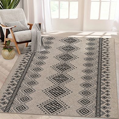 Garvee Washable Boho Geometric Area & Soft Foldable Throw Rug for ...