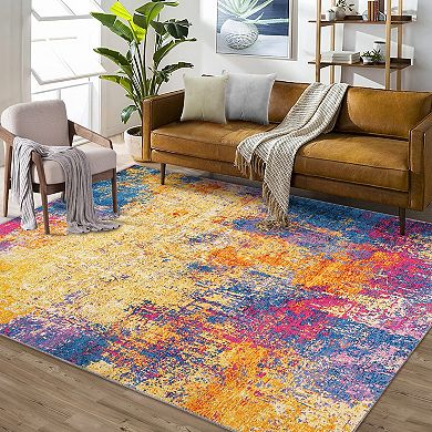 Garvee Modern Abstract Area Rug Soft Washable Throw Carpet for Bedroom Living Room