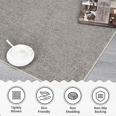 Garvee Solid Modern Area Rug Machine Washable Chenille Carpet Mat for Home Decor
