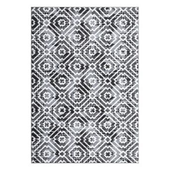 Garvee Contemporary Distressed Geometric Area Rug Soft Washable Throw Carpet