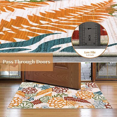 Glowsol Tropical Floral Indoor Area Rug Ultra Soft Washable Floorcover Mat For Bedroom Living Room