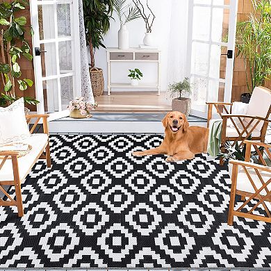 Garvee Outdoor Rug Moroccan Modern Reversible Plastic Straw Floor Mat