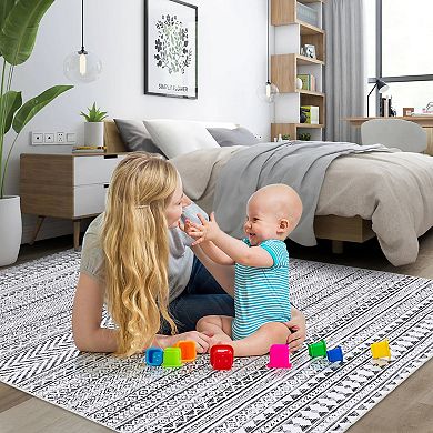 Garvee Machine Washable Boho Area Rug Geometric Throw Carpet