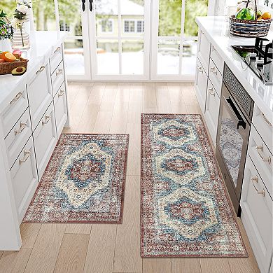 Garvee Modern Washable Floral Rug Soft Low Pile Throw Carpet for Home Decor