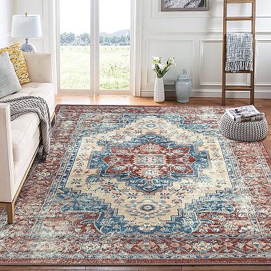 Garvee Modern Washable Floral Rug Soft Low Pile Throw Carpet for Home Decor