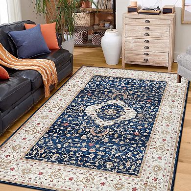 Garvee Modern Boho Floral Rug Washable Soft Bedroom Living Room Carpet