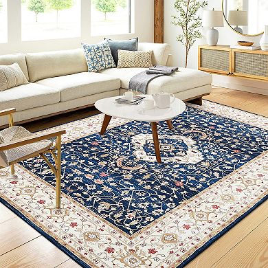 Garvee Modern Boho Floral Rug Washable Soft Bedroom Living Room Carpet