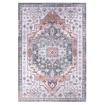 Garvee Washable Boho Area Rug Indoor Vintage Floral Throw Carpet