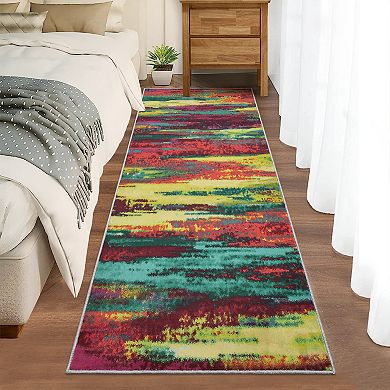 Garvee Machine Washable Modern Colorful Abstract Area Rug for Living Room