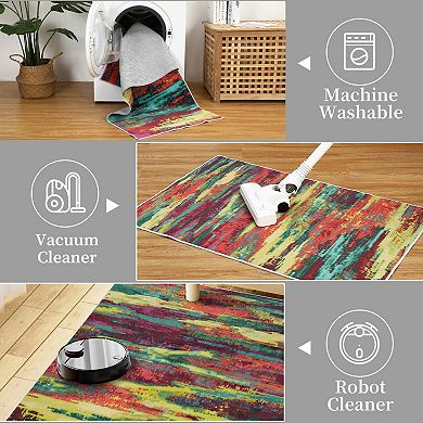 Glowsol Machine Washable Modern Colorful Abstract Area Rug For Living Room
