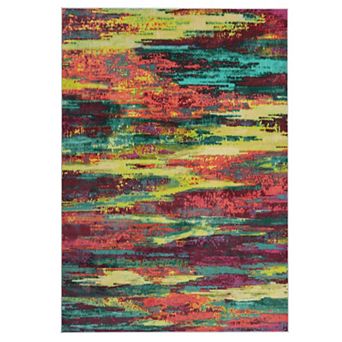 Garvee Machine Washable Modern Colorful Abstract Area Rug for Living Room