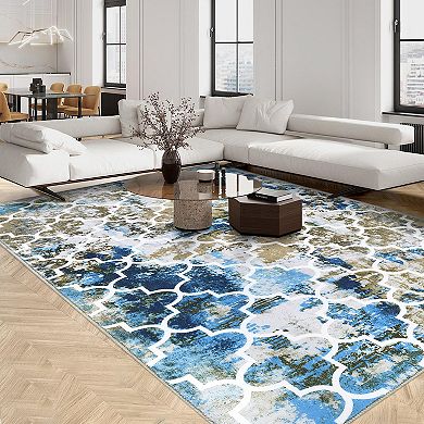 Glowsol Moroccan Washable Indoor Area Rug Distressed Washable Throw Carpet For Home Decor
