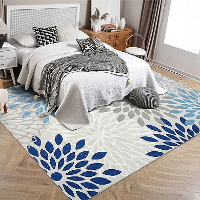 Glowsol Modern Floral Area & Washable Tropical Soft Throw Carpet For Home Decor