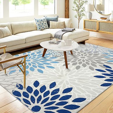 Glowsol Modern Floral Area & Washable Tropical Soft Throw Carpet For Home Decor