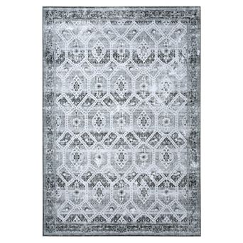 Garvee Transitional Oriental Area Rug Machine Washable Geometric Pattern Floor Cover