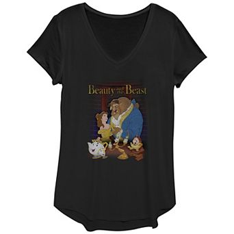 Disney's Beauty and the Beast Juniors' Dance Poster V-Neck Graphic Tee