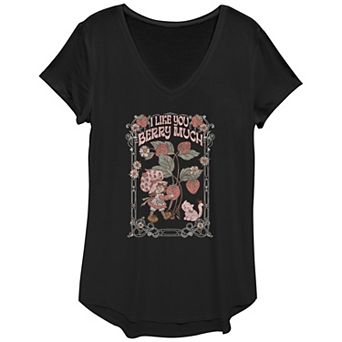 Juniors' Strawberry Shortcake I Like You Berry Much V-Neck Graphic Tee