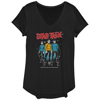 Juniors' Star Trek Classic Trio Poster V-Neck Graphic Tee