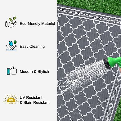 Garvee Outdoor Reversible Rugs Moroccan Straw Rug for Camping