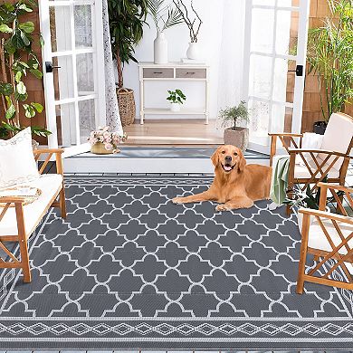 Garvee Outdoor Reversible Rugs Moroccan Straw Rug for Camping