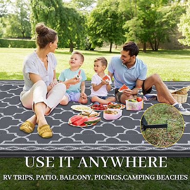 Garvee Outdoor Reversible Rugs Moroccan Straw Rug for Camping