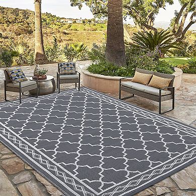 Garvee Outdoor Reversible Rugs Moroccan Straw Rug for Camping